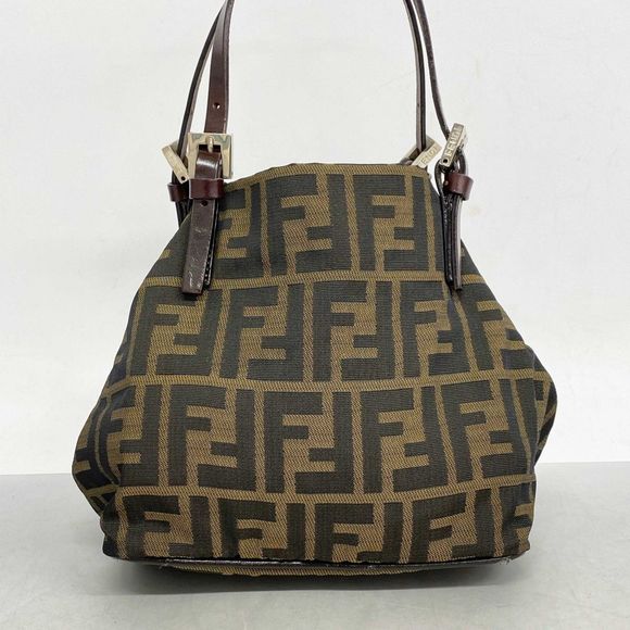 Fendi Handbag Zucca Nylon Canvas Brown Silver Hardware Pre-owned Women's - Picture 10 of 10
